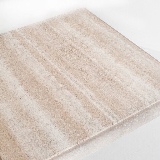 Large vintage coffee table in travertine marble. Italy, 1980s