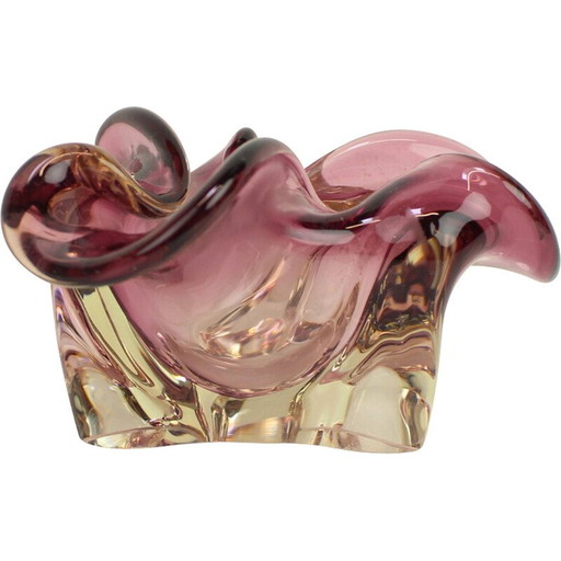 Vintage glass ashtray by Josef Hospodka for Chribska Glassworks, Czechoslovakia 1960