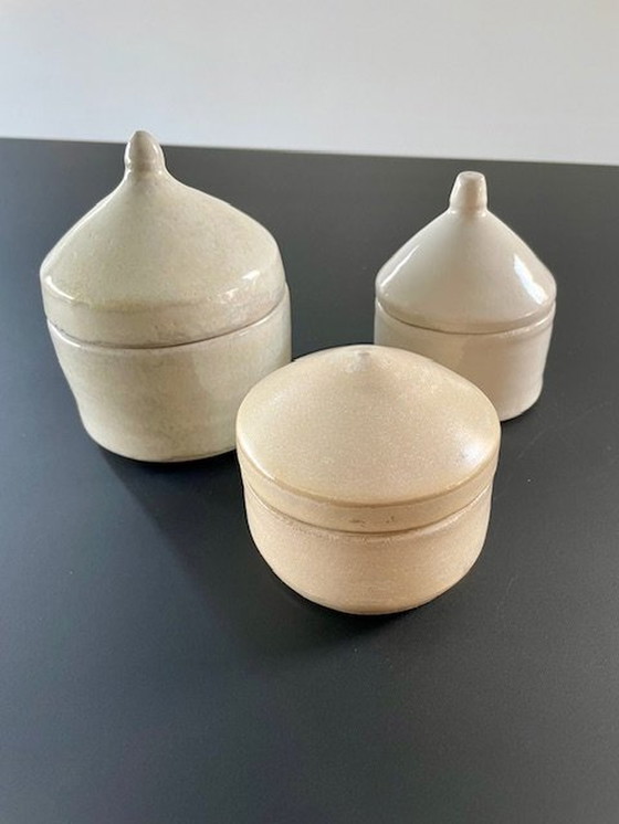 Image 1 of 3 Unique Handmade Small Ceramic Pots, Glazed