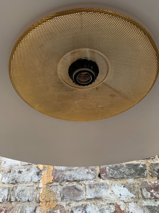 Image 1 of Large vintage burgundy and gold pendant light, Scandinavian style