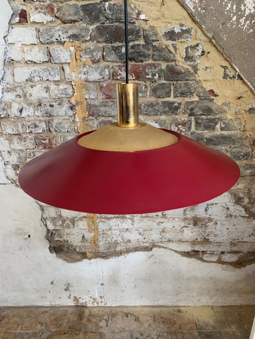 Grande suspension vintage bordeaux et or, style scandinave
