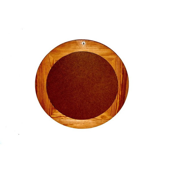 Image 1 of Vintage round pine mirror, Sweden 1970