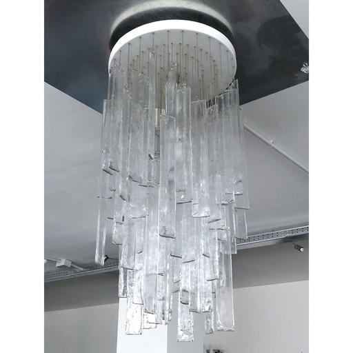 Vintage clear Murano glass elements chandelier for Mazzega, 1970s