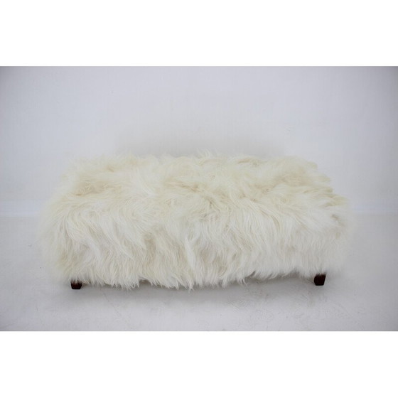 Image 1 of Vintage Art Deco sheepskin bench, Czechoslovakia 1930
