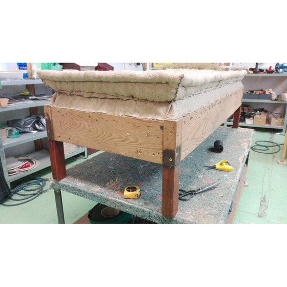 Image 1 of Vintage Art Deco sheepskin bench, Czechoslovakia 1930