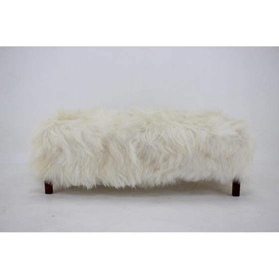 Image 1 of Vintage Art Deco sheepskin bench, Czechoslovakia 1930