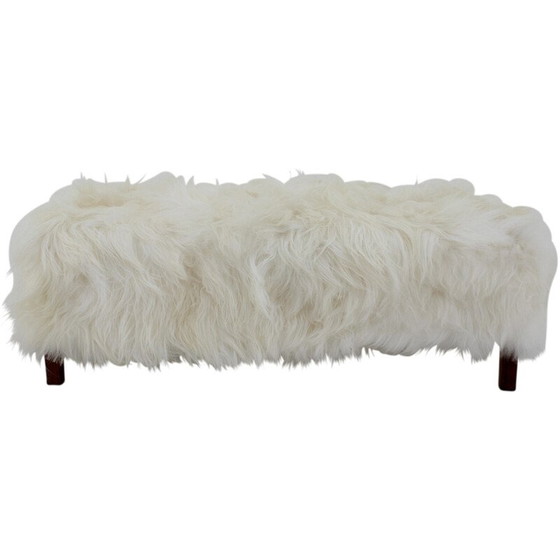 Image 1 of Vintage Art Deco sheepskin bench, Czechoslovakia 1930