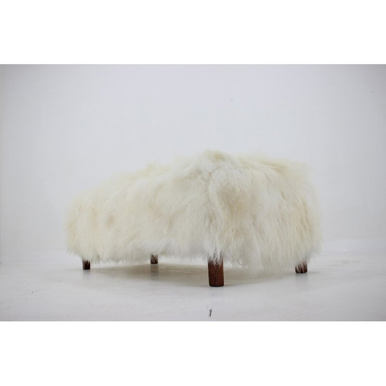 Image 1 of Vintage Art Deco sheepskin bench, Czechoslovakia 1930