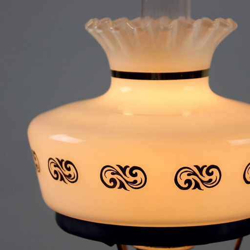 Lámpara de mesa vintage de cerámica y vidrio de Opp Jihlava, años 50