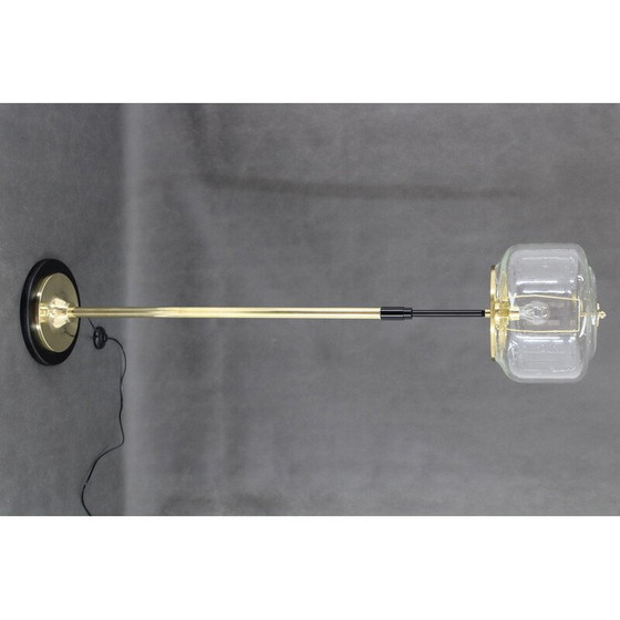 Image 1 of Pair of vintage glass and brass floor lamps by Kamenicky Senov, Czechoslovakia 1970