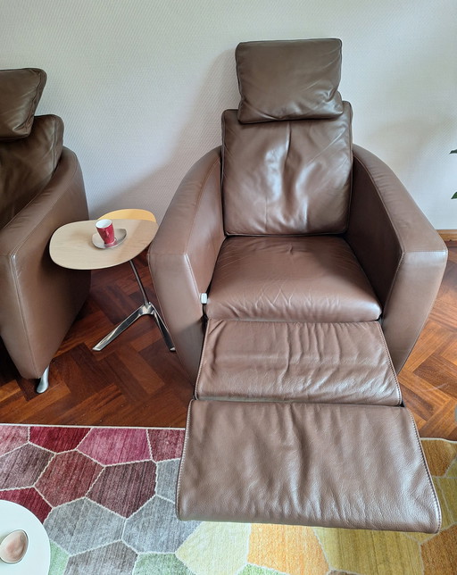 2x FSM relax chair - cuir brun