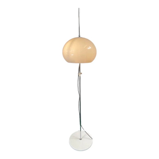 Gepo - floor lamp - Space Age - Mushroom lamp - White acrylic shade and chromed base