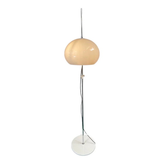 Image 1 of Gepo - floor lamp - Space Age - Mushroom lamp - White acrylic shade and chromed base