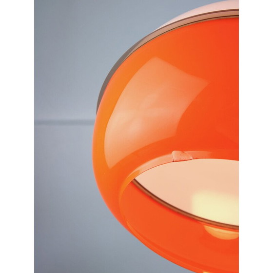 Image 1 of Vintage Space Age pendant lamp in orange plexiglass and brass, Italy 1970
