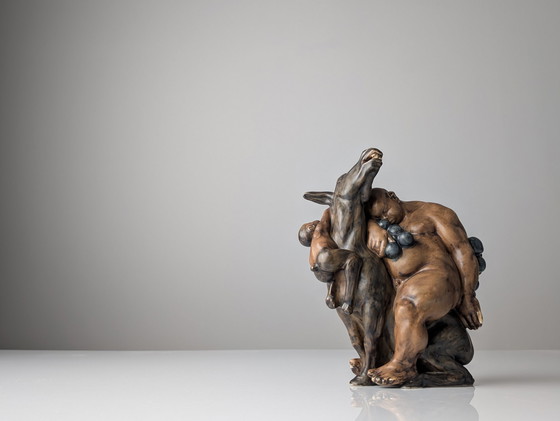 Image 1 of Bacchus And Satyr On Donkey Sculpture By Kai Nielsen For Bing & Grøndahl, 1910S