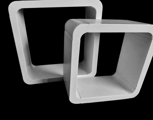 Vintage Shelves - 2 Modular Elements - Lacquered Wood - 1970-1980