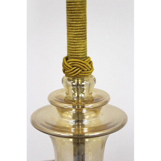 Image 1 of Vintage Art Deco chandelier in brass and curved glass for Esc Zukov, 1940