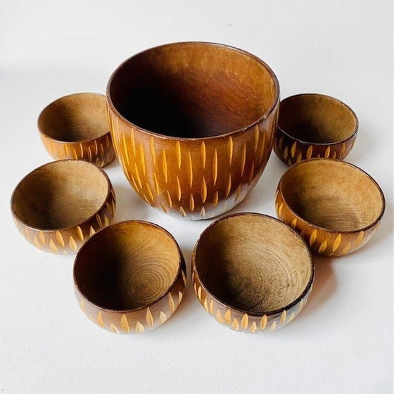 Image 1 of Set di ciotole in legno vintage di metà secolo