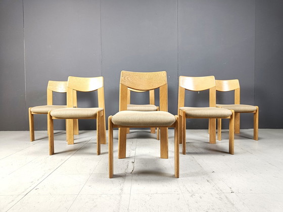 Image 1 of Vintage Brutalist Dining Chairs Set Of 6 - 1970S