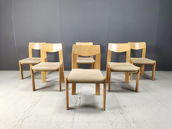 Image 1 of Vintage Brutalist Dining Chairs Set Of 6 - 1970S