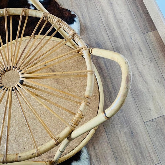 Image 1 of Vintage rattan tripod coffee table