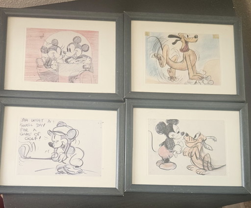 4 Story Sketches by Walt Disney