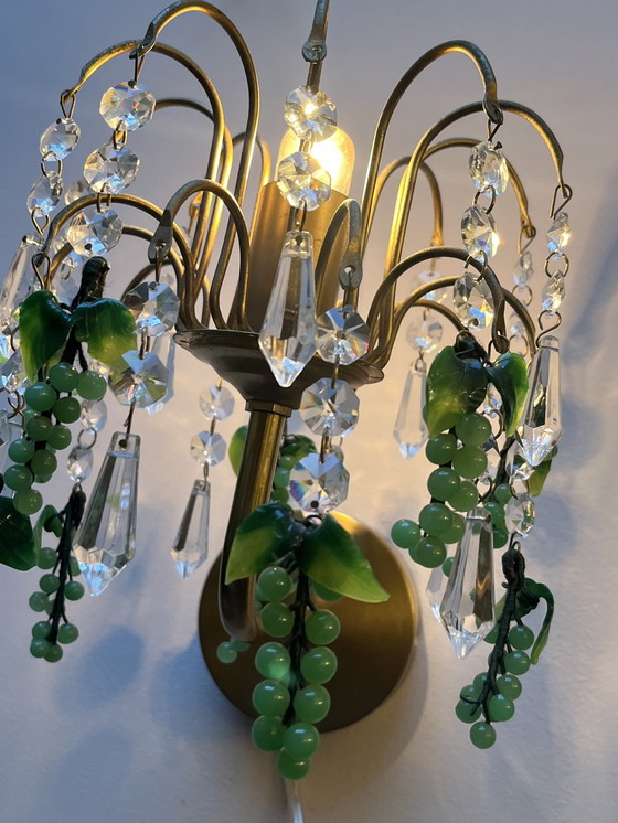 Image 1 of 4 lampade da parete vintage italiane a forma di uva verde