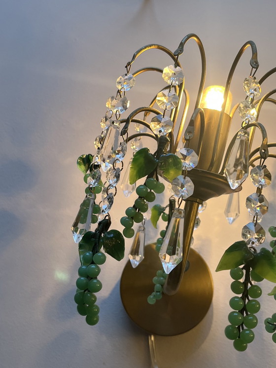 Image 1 of 4 lampade da parete vintage italiane a forma di uva verde