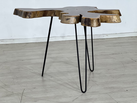 Image 1 of Teck tronc d'arbre table basse table de salon massive