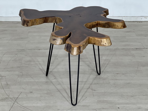 Image 1 of Teck tronc d'arbre table basse table de salon massive