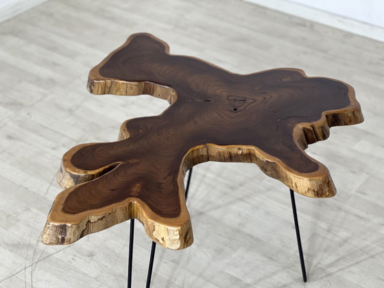 Image 1 of Teck tronc d'arbre table basse table de salon massive