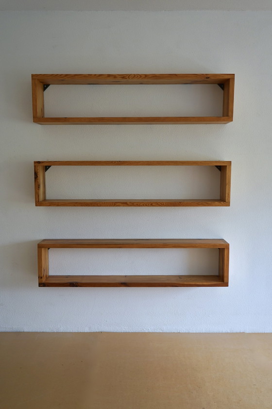 Image 1 of Pine wall shelves by Ate Van Apeldoorn for Houtwerk Hattem, 1970S, set of 3