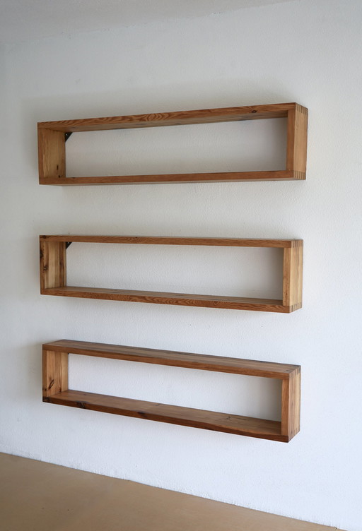 Pine wall shelves by Ate Van Apeldoorn for Houtwerk Hattem, 1970S, set of 3