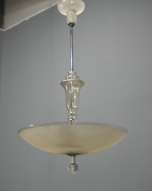 Art Deco Glass Chandelier, Kamenicky Senov, 1930S