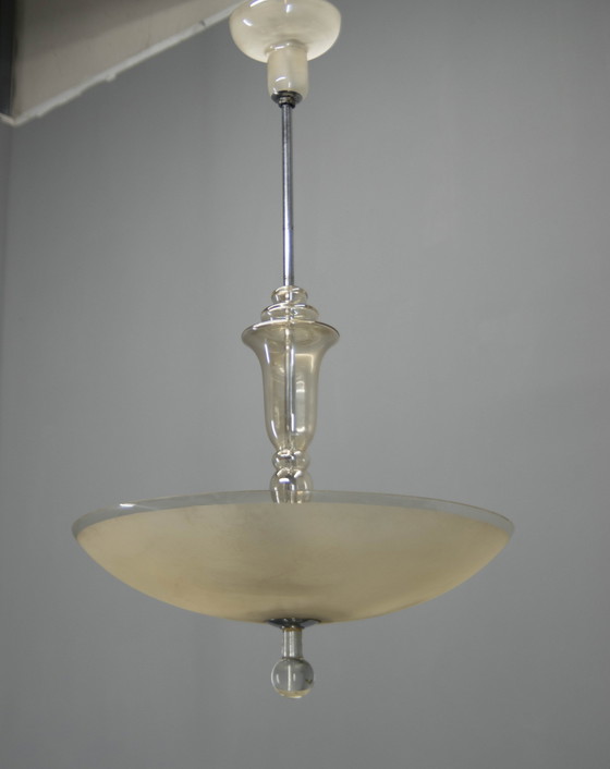 Image 1 of Art Deco Glass Chandelier, Kamenicky Senov, 1930S