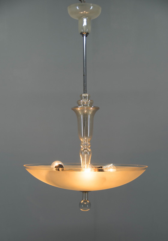 Image 1 of Art Deco Glass Chandelier, Kamenicky Senov, 1930S