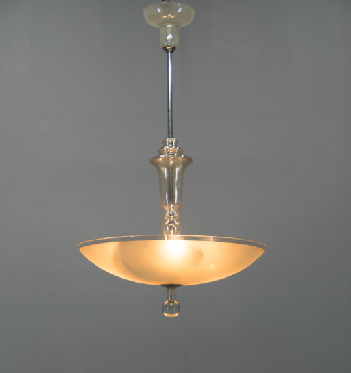 Art Deco Glass Chandelier, Kamenicky Senov, 1930S