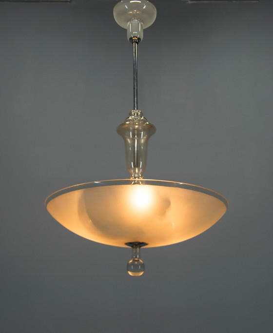 Image 1 of Art Deco Glass Chandelier, Kamenicky Senov, 1930S