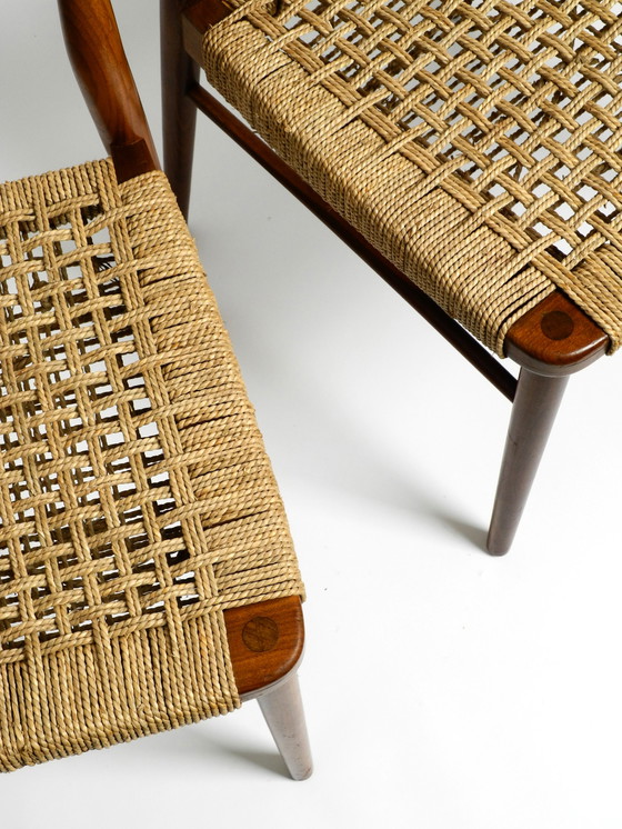 Image 1 of Two original 1960s Wilkhahn chairs made of walnut with wicker cane | Model 351 by Georg Leowald