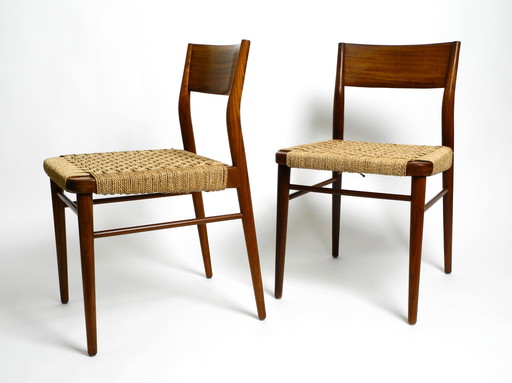 Two original 1960s Wilkhahn chairs made of walnut with wicker cane | Model 351 by Georg Leowald