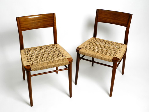 Two original 1960s Wilkhahn chairs made of walnut with wicker cane | Model 351 by Georg Leowald