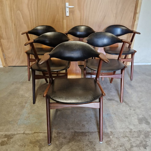 Louis Van Teeffelen Awa Set Of 6 Cow Horn Chairs