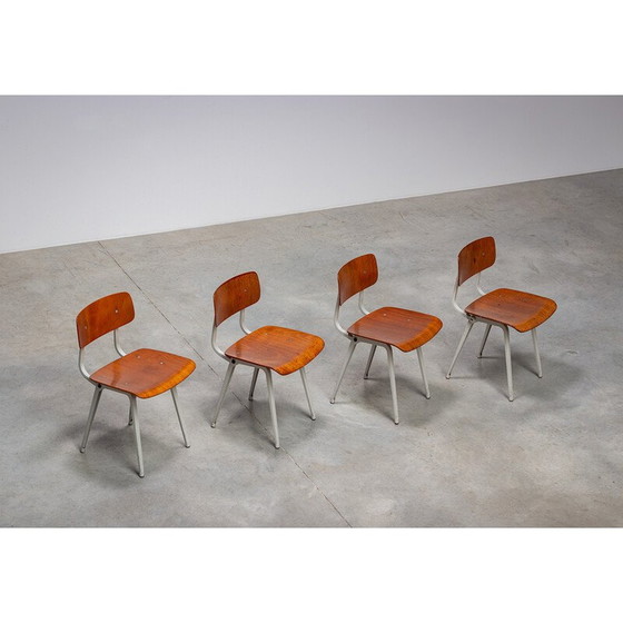 Image 1 of Set of 4 vintage Revolt wooden dining chairs by Friso Kramer for Ahrend de Cirkel, 1950
