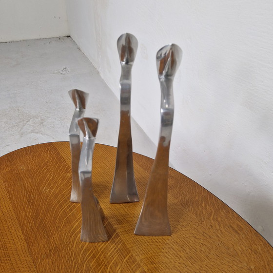 Image 1 of 4x Matthew Hilton Swan Candlesticks