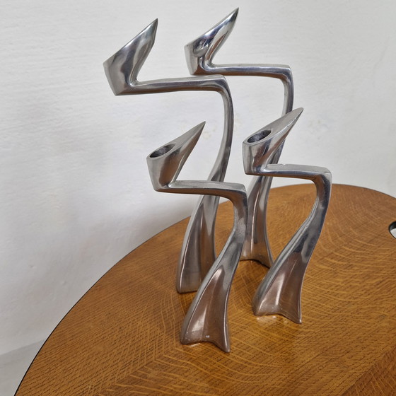 Image 1 of 4x Matthew Hilton Swan Candlesticks