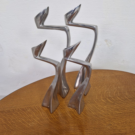 Image 1 of 4x Matthew Hilton Swan Candlesticks