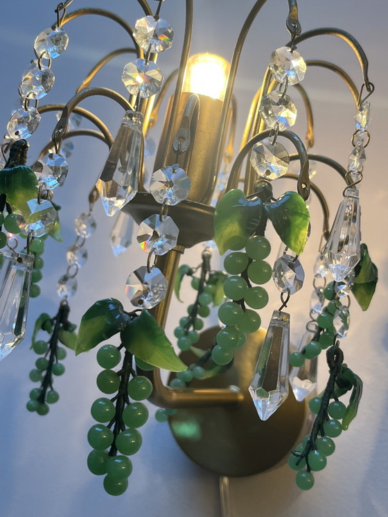 Image 1 of 2 lampade da parete vintage italiane a forma di uva verde