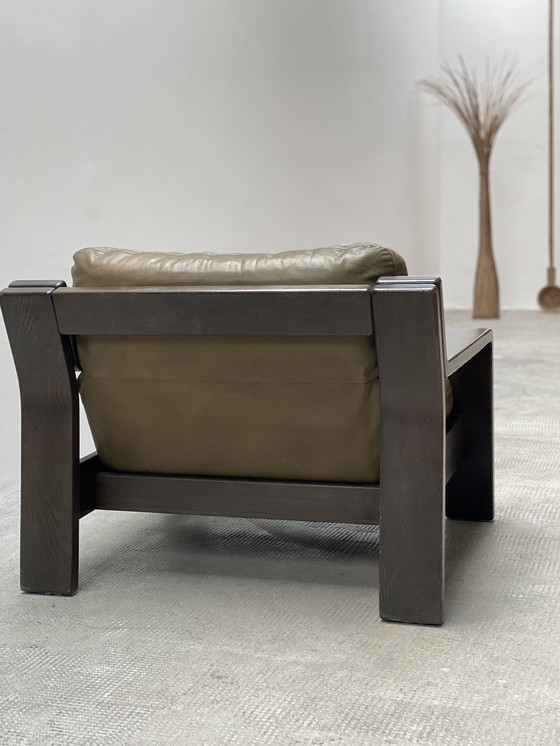 Image 1 of 2x Rolf Benz Années 1970 Vert Fauteuil en cuir Chêne Bois