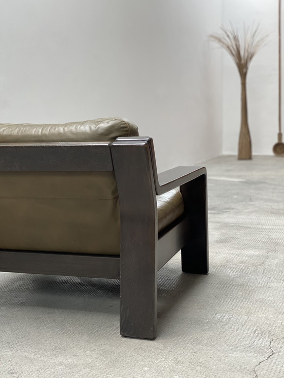 Image 1 of 2x Rolf Benz Années 1970 Vert Fauteuil en cuir Chêne Bois