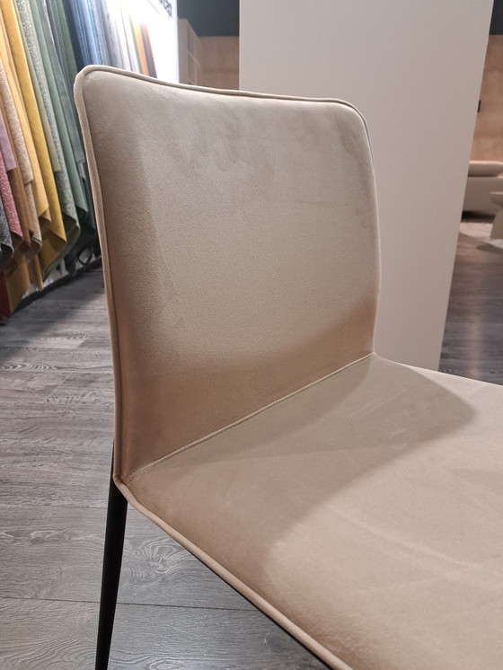 Image 1 of Newport Dining Chair Beige Velvet Fabric